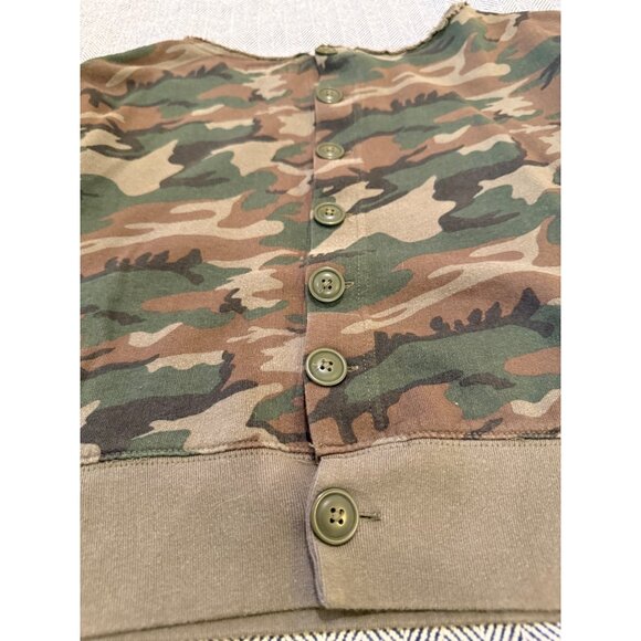 Camo Print RL Boyfriend Cotton Sweatshirt Ralph Lauren Button Back XS - Picture 4 of 7